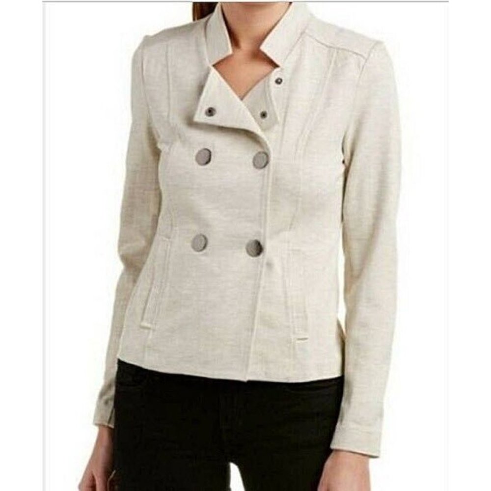 Cabi Size M Charlie Heather Oatmeal Beige Jacket Style#3028 Pockets Snap Close